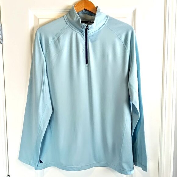 UNTUCKit Men's Light Blue Loxton Quarter Zip Long Sleeve Top - Picture 1 of 5
